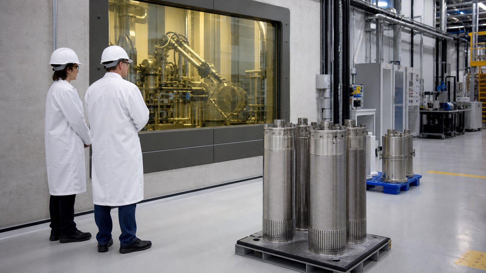 Ilustračný pohľad na bezpečné spracovanie rádioaktívneho materiálu v technologickom pracovisku